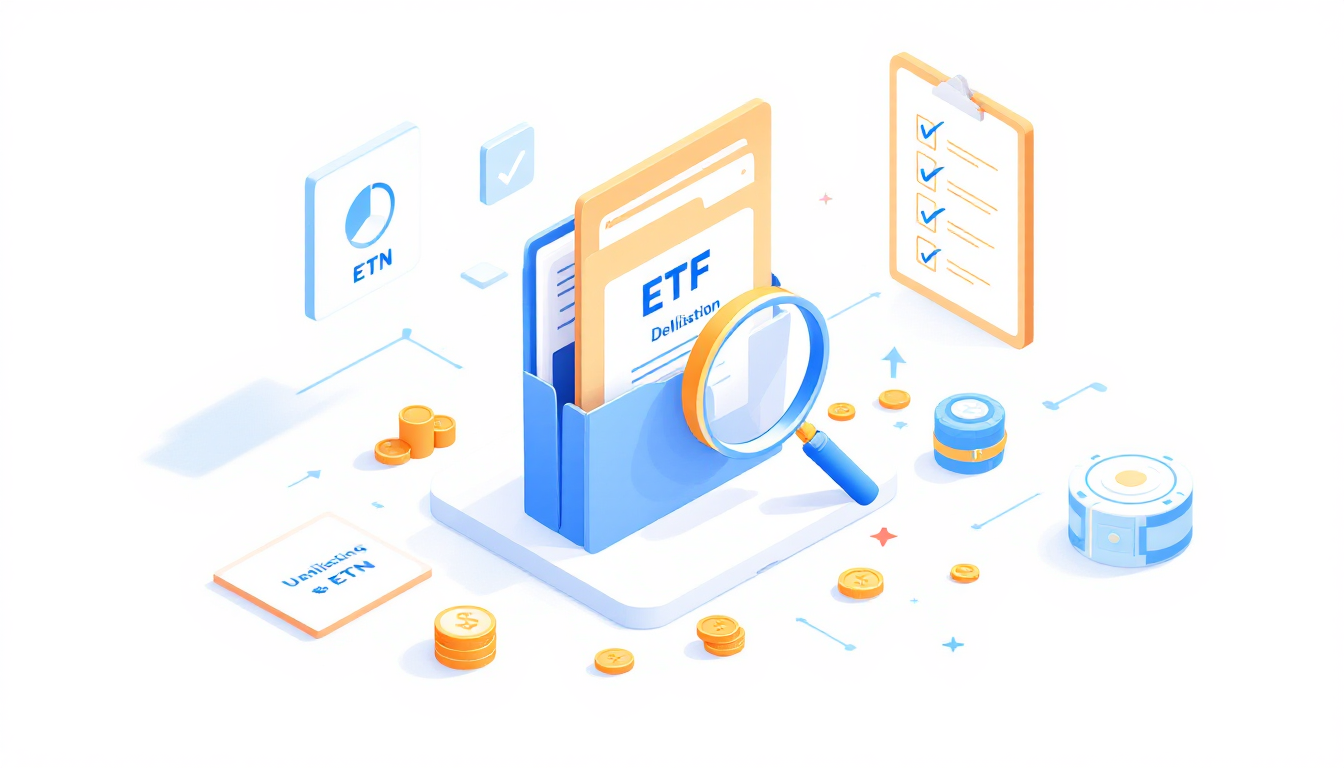 인버스 2X ETF 상장폐지와 청산 절차 개념 아이소메트릭 일러스트