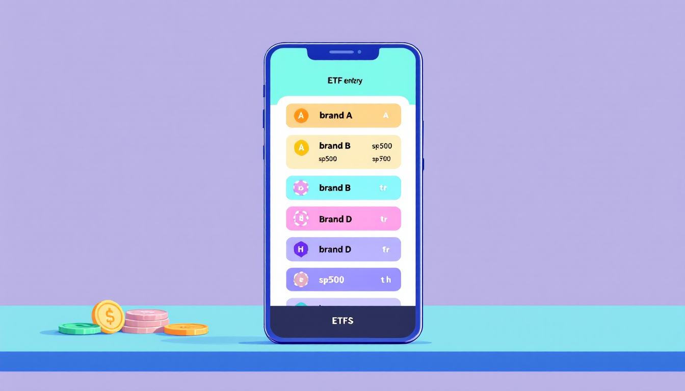 ETF 이름 앞 브랜드와 지수·전략 표기를 보여주는 리스트형 일러스트